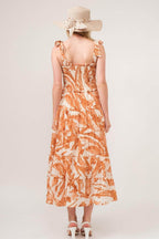 And The Why Tie Shoulder Smocked Midi Tiered Dress - VacationGrabs