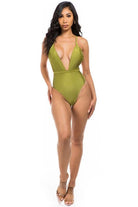 Women's Swimwear - 1PC Deep V-Neck One-Piece Bathing Suit
