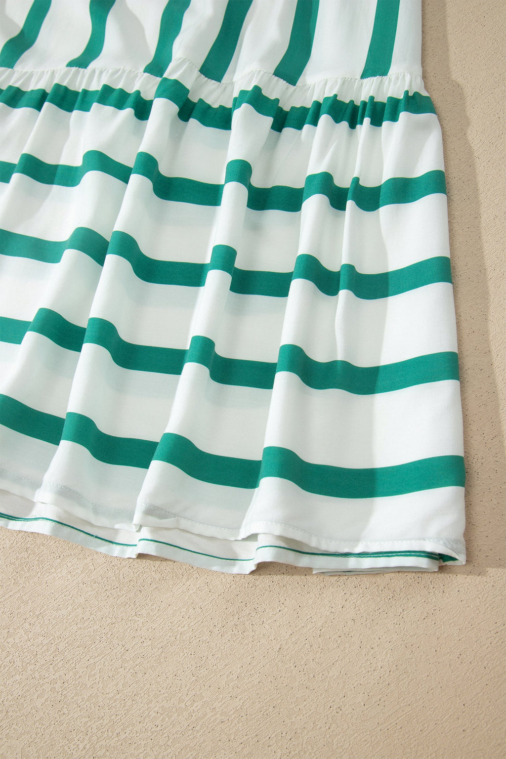 Stripe Ricrac Trim Notched Neck Midi Dress