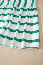 Stripe Ricrac Trim Notched Neck Midi Dress