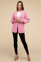 Women's BlazersWoven Long Sleeve Open Front Classic Blazer - VacationGrabs