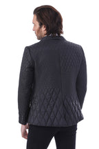 3 Pockets 2 Button Quilted Coat Jacket Black Short Coat – side view