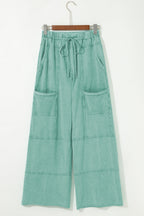 Mineral Wash Reverse Seam Drawstring Elastic Waist Pants