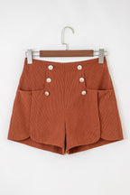 Corduroy Scalloped Edge High Waist Shorts