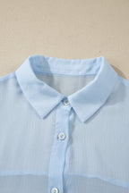 Sheer Tunic Shirt & Drawstring Shorts Cover-Up