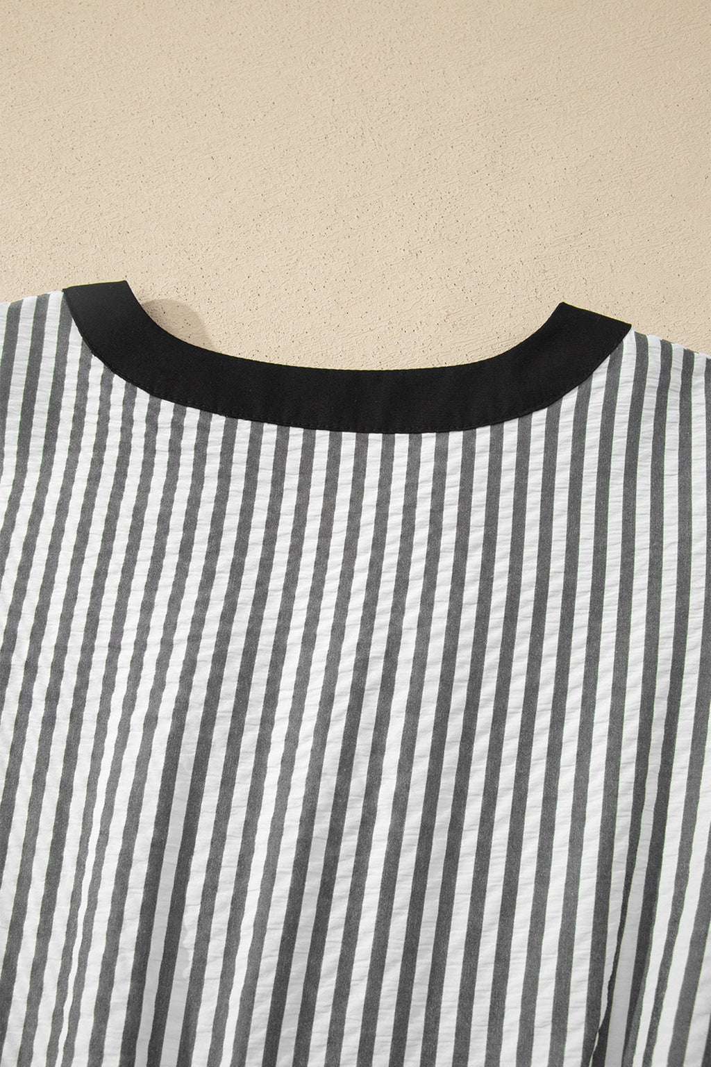 Stripe Contrast V-Neck Flutter Sleeve Midi Dress