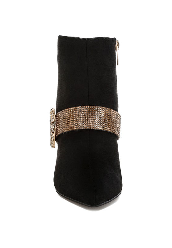 Women's Shoes - BootsAsagao Diamante & Rhinestones Strap Boots - VacationGrabs