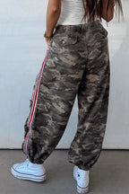 Camo Side Stripe Panel Drawstring Pants