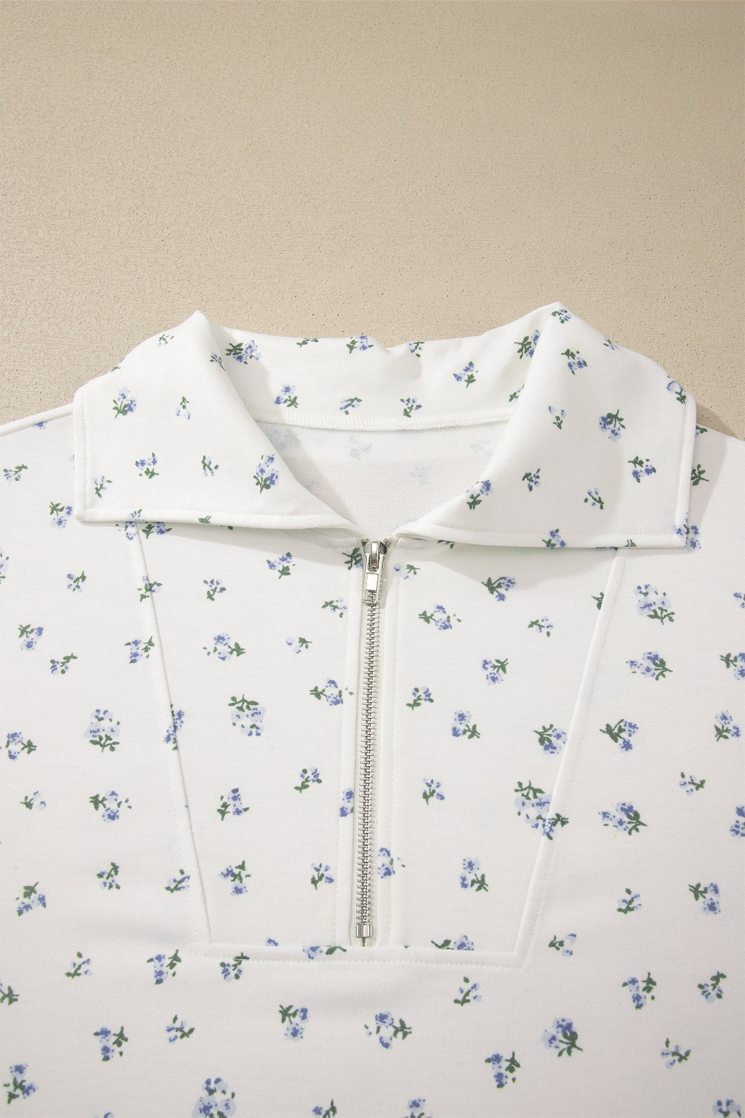 Floral Half Zip Top & Drawstring Shorts Set