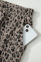 Leopard Textured Short Sleeve Jumper and Pants Set