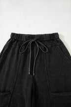 Mineral Wash Reverse Seam Drawstring Elastic Waist Pants