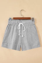 Stripe Lace-Up Elastic Waist Pocketed Shorts