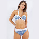 Two Piece Floral Prints Criss Cross Halter Bikini - VacationGrabs