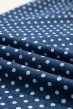 Polka Dot Button Up Pleated Wide Leg Jeans