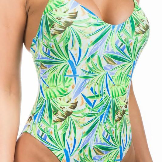 Women's Swimwear - 1PC One-Piece Tropical Print Bathing Suit Swimwear
