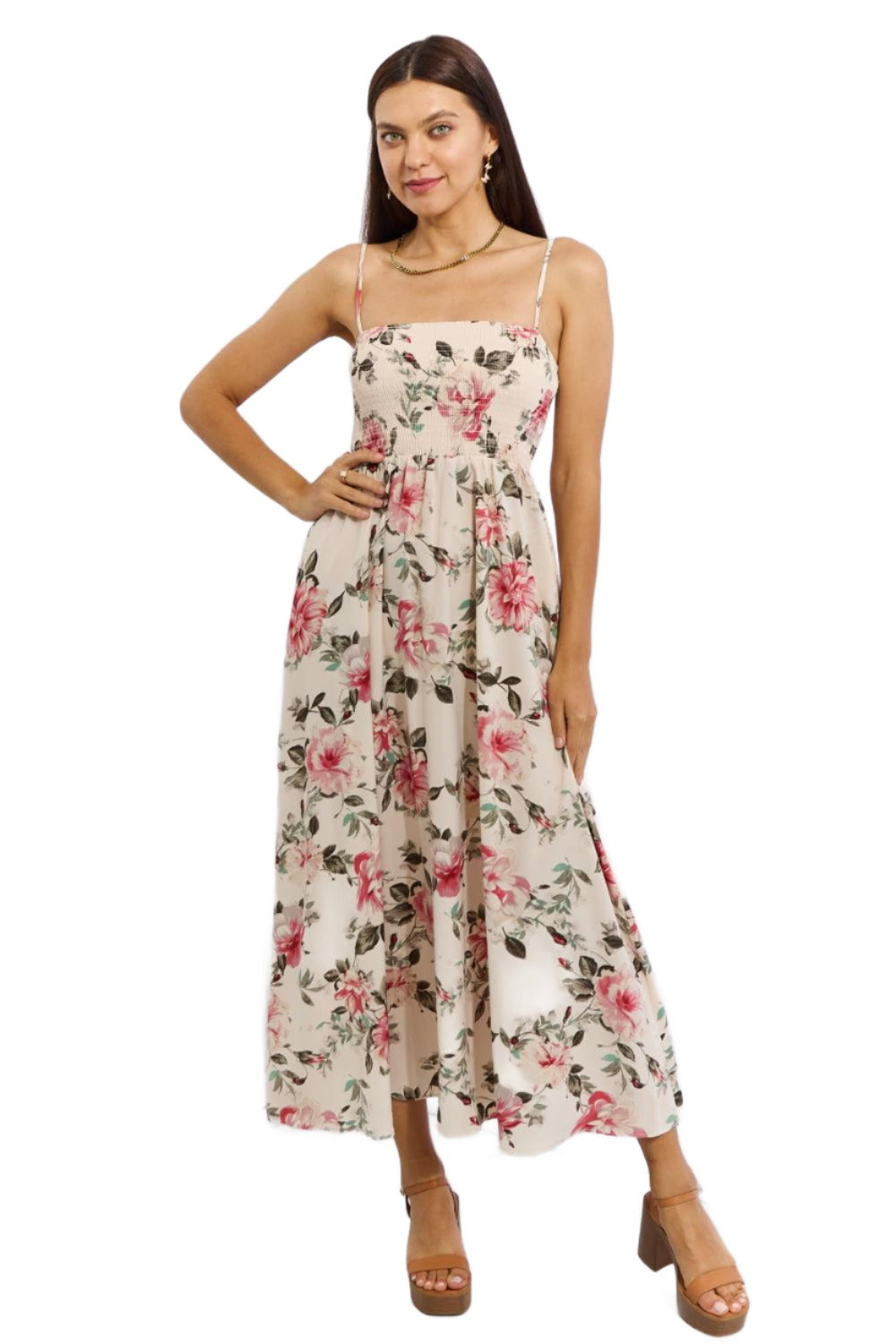 Women's Dresses Sleeveless Floral Maxi Dress Pink