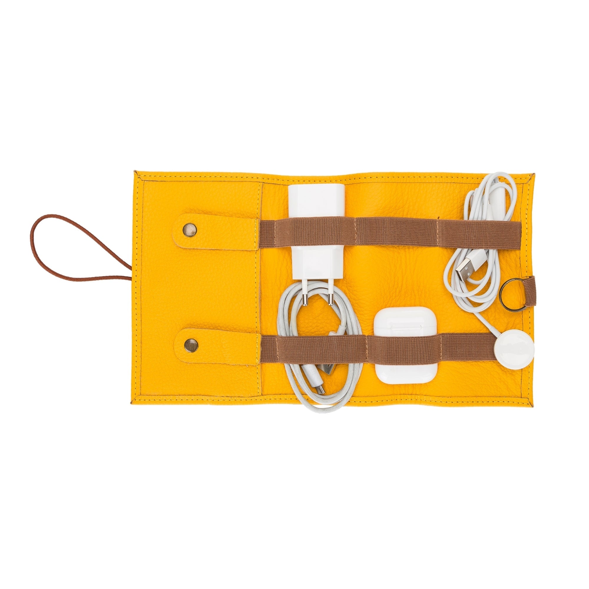 Premium Leather Cable Organizer Travel Pouch