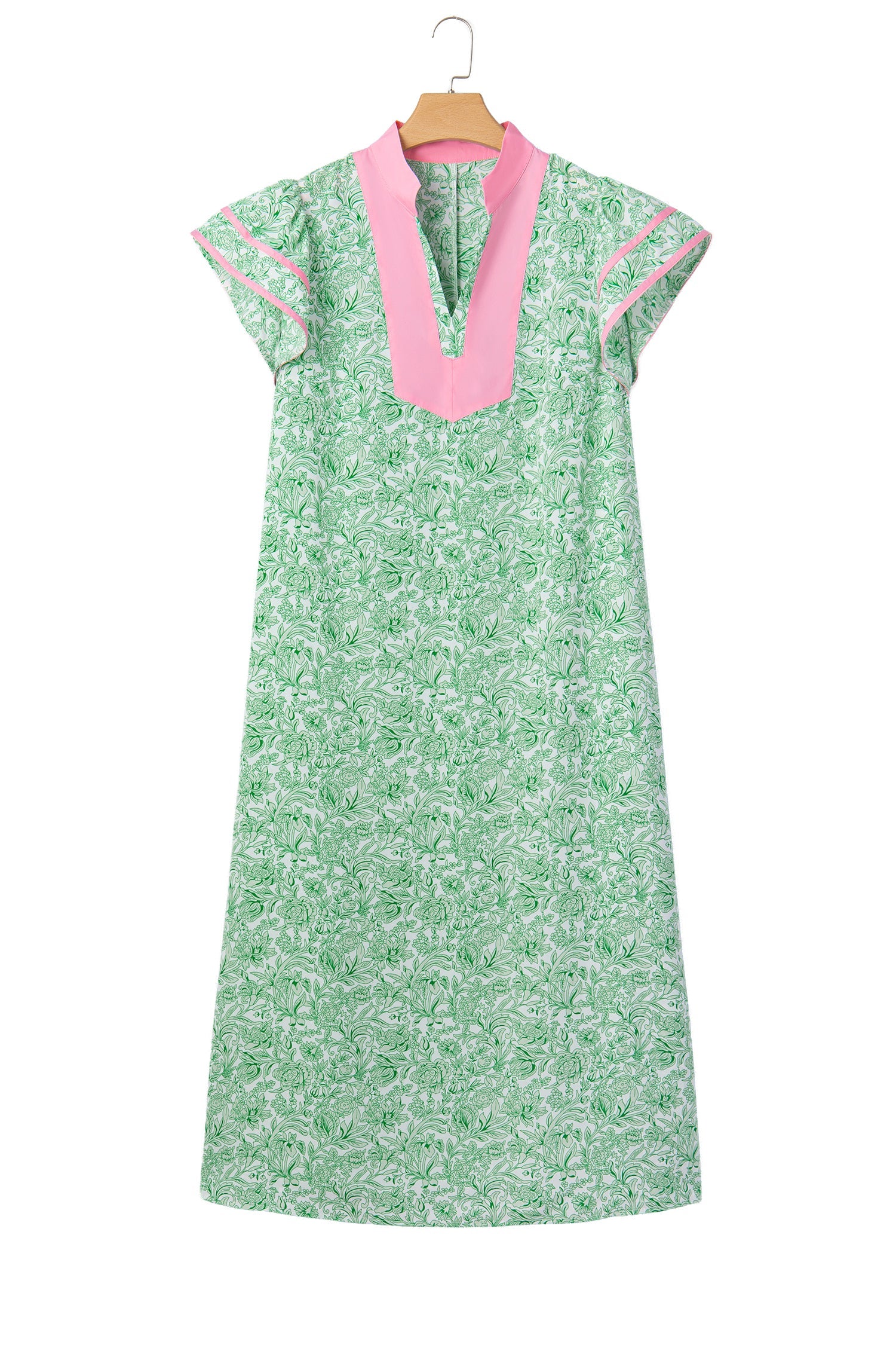 Plus Size Floral Flutter Sleeve Kaftan Maxi Dress