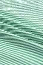 Plus Size Stripe Collar V-Neck Short Sleeve Blouse