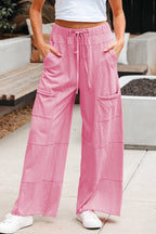 Mineral Wash Reverse Seam Drawstring Elastic Waist Pants