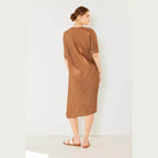 Pleated Dolman Sleeve Dress - VacationGrabs