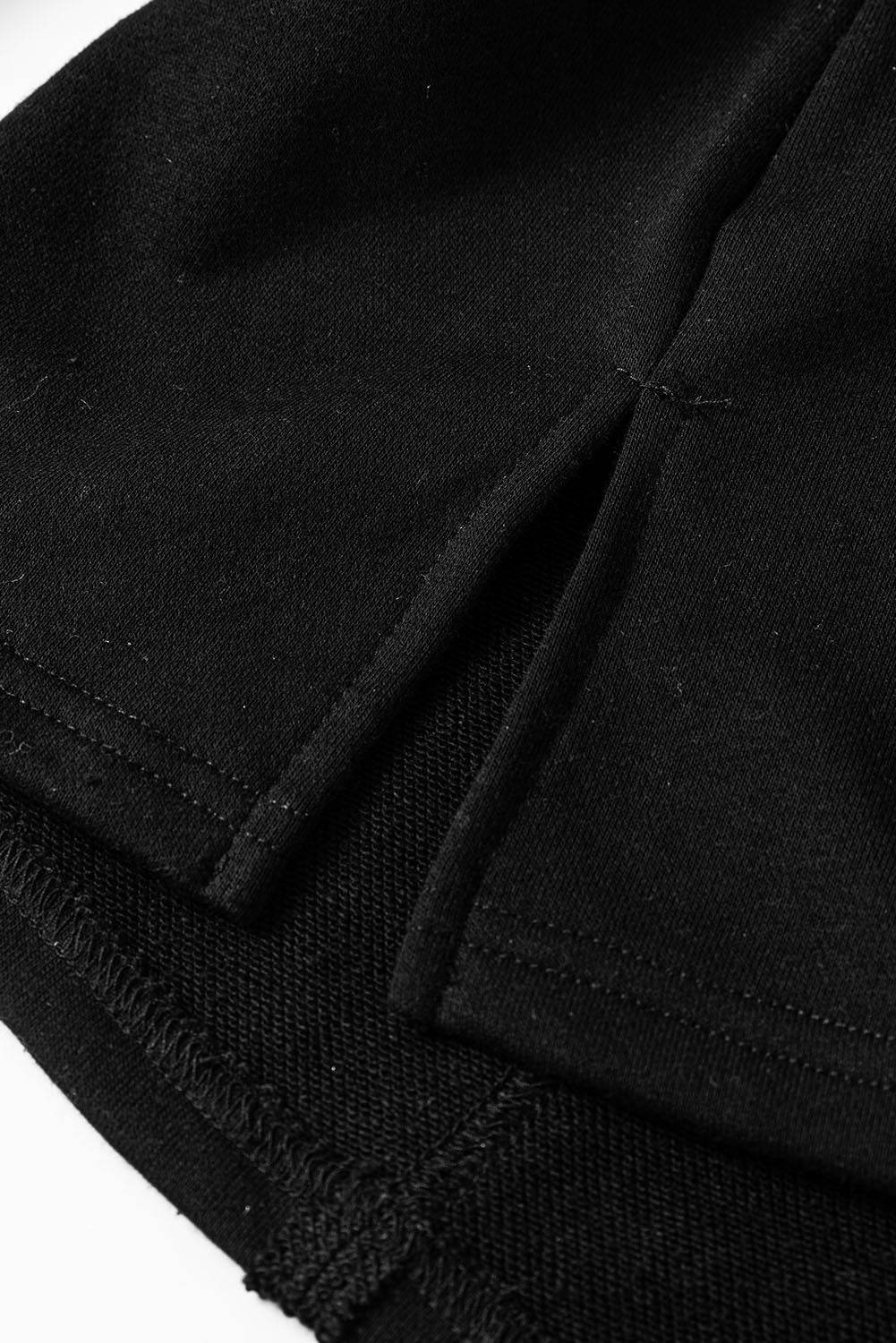Black Striped Colorblock Patchwork Collar Sweatshirt - VacationGrabs