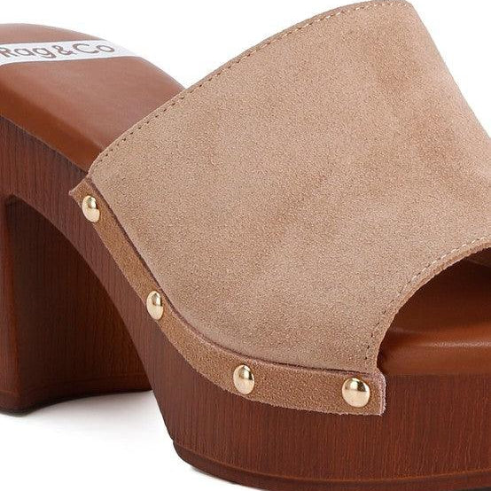 Women's Shoes - Flats Cartera Suede High Block Heel Mules