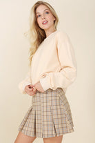 Women's SkirtsBeige Check Plaid Pleated Mini Skirt - VacationGrabs