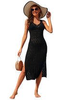 Side Split Crochet Coverup Long Beach Dress - VacationGrabs