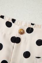 Polka Dot Patch Pocket Wide Leg Pants