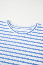 Stripe Knitted Top & Drawstring Shorts Set