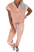 Solid V-Neck Tee & Drawstring Pants Set
