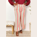 Double Take Striped Smocked Waist Pants with Pockets - VacationGrabs