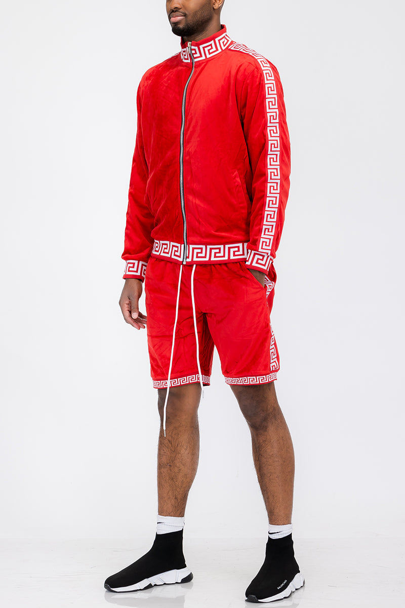 Status Velour Track Jacket Short Set