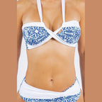 Two Piece Floral Prints Criss Cross Halter Bikini - VacationGrabs