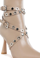 Women's Shoes - BootsJaunts Eyelets & Studs Harness Ankle Boots - VacationGrabs