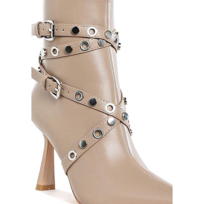 Jaunts Eyelets & Studs Harness Ankle Boots - VacationGrabs