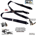 Holdup Brand 1 1/2" Wide Classic Series Basic Black X-back Suspenders With Black Gripper Clasps
