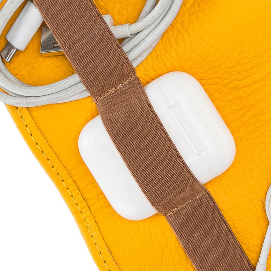 Premium Leather Cable Organizer Travel Pouch
