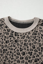 Leopard Textured Short Sleeve Jumper and Pants Set