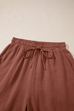 Lace Patchwork Drawstring High Waist Shorts