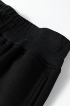 Bristol Black Collared V-Neck Pullover Sweatshirt Sweatpants Set