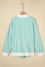 Stripe Oversized Mock Neck Sweatshirt & Shorts Set