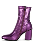 Women's Shoes - BootsTirana Metallic Pleather Sock Boots - VacationGrabs