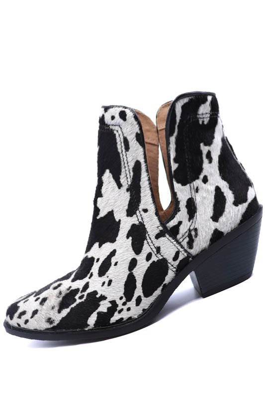Western Cut Out Animal Hair Booties - VacationGrabs