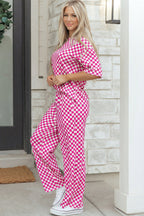 Checker Short Sleeve Tee & Pants Lounge Set