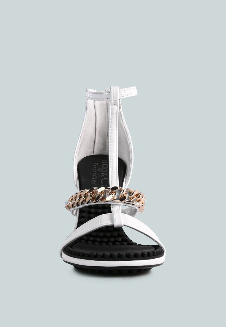 Dakota Metal Chain Mid Heel Sandals