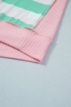 Stripe Exposed Seam Ribbed Patchwork Oversized Tee