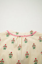 Floral Stripe Contrast Ruffle Hem Mini Dress