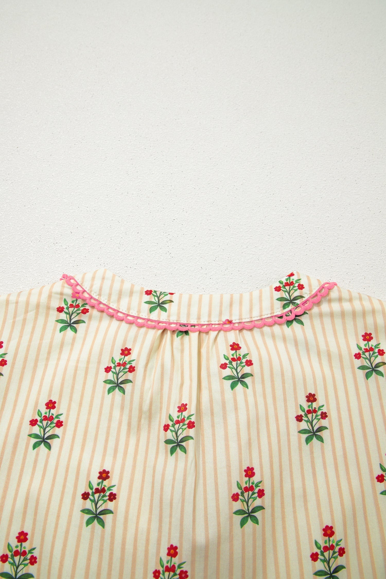 Floral Stripe Contrast Ruffle Hem Mini Dress
